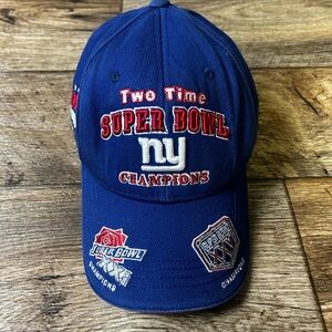 New York Giants Reebok Super Bowl XXI 1988 & 1990 Hat Cap Vintage Blue Cotton